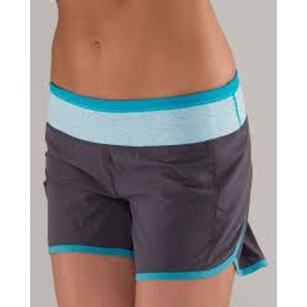 Lululemon Speed Up Shorts Grey Teal Striped Running Athletic Shorts Size 4
